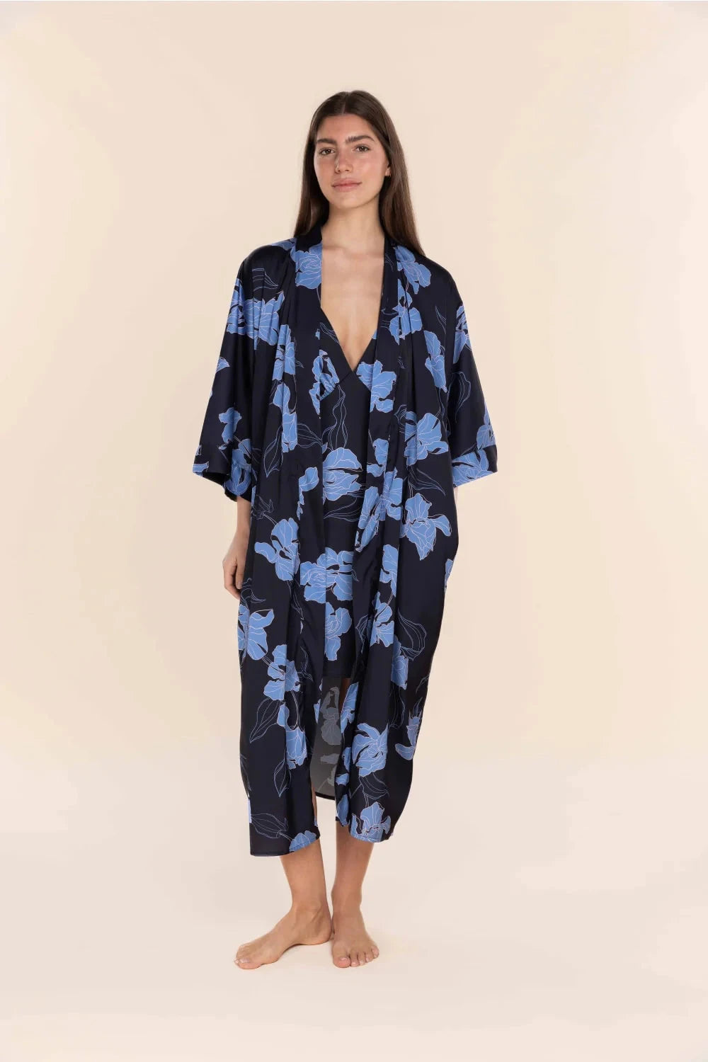 GINGERLILLY DAISY SILKY SATIN ROBE SLEEPWEAR Gingerlilly
