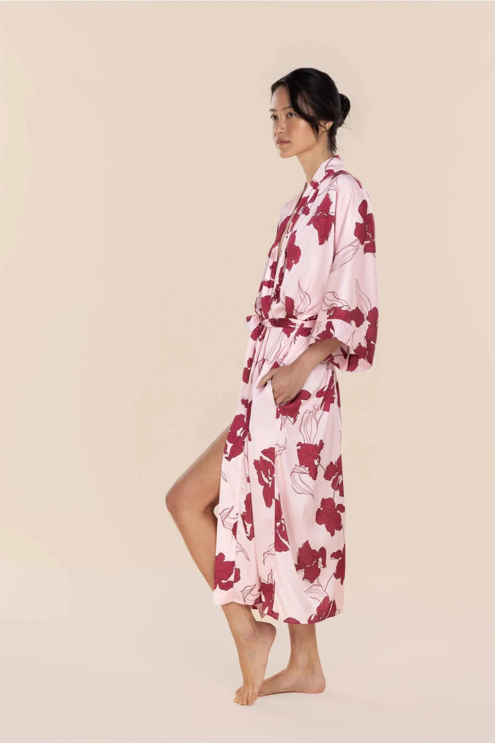 GINGERLILLY DAISY SILKY SATIN ROBE SLEEPWEAR Gingerlilly
