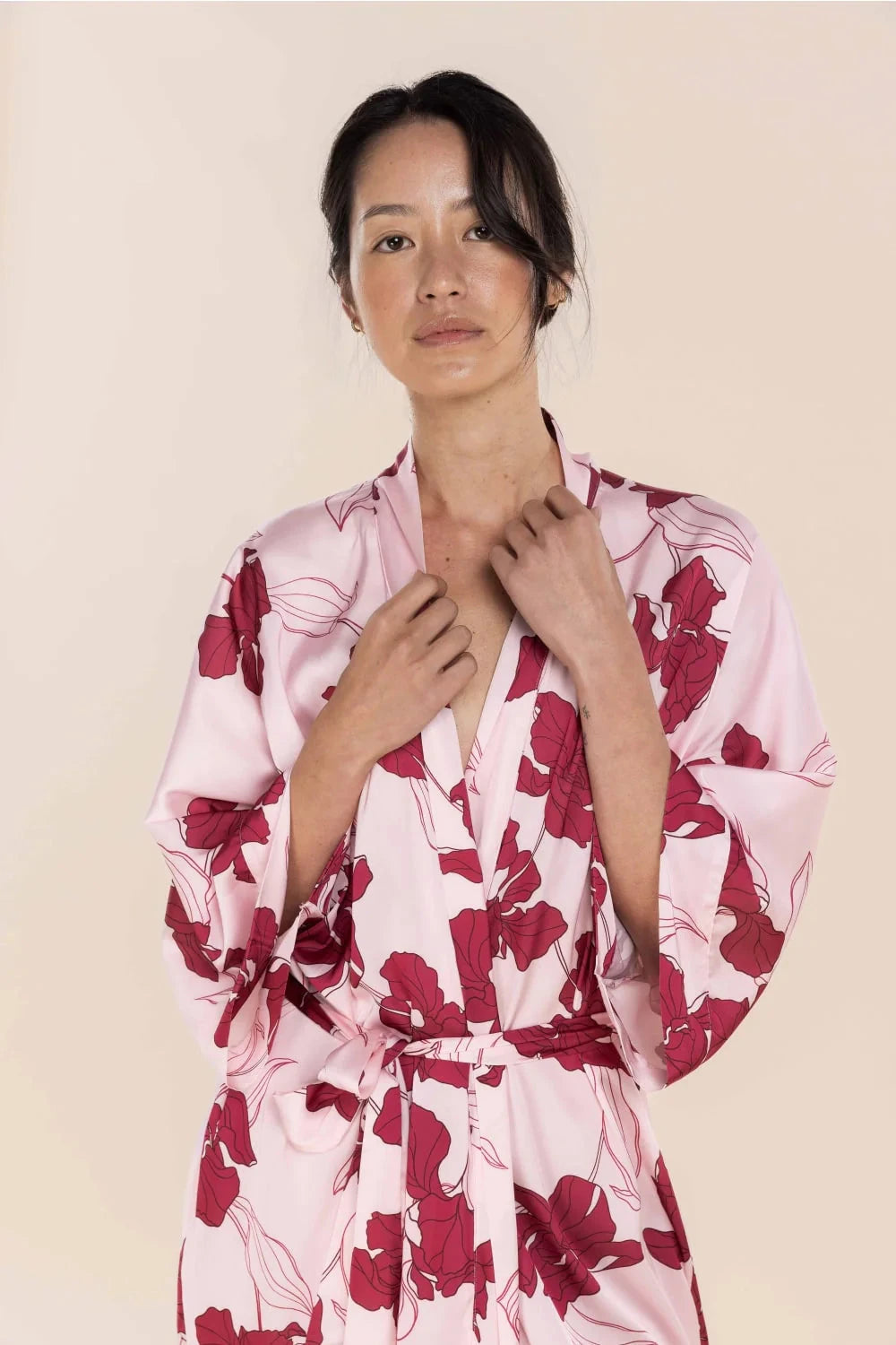 GINGERLILLY DAISY SILKY SATIN ROBE SLEEPWEAR Gingerlilly