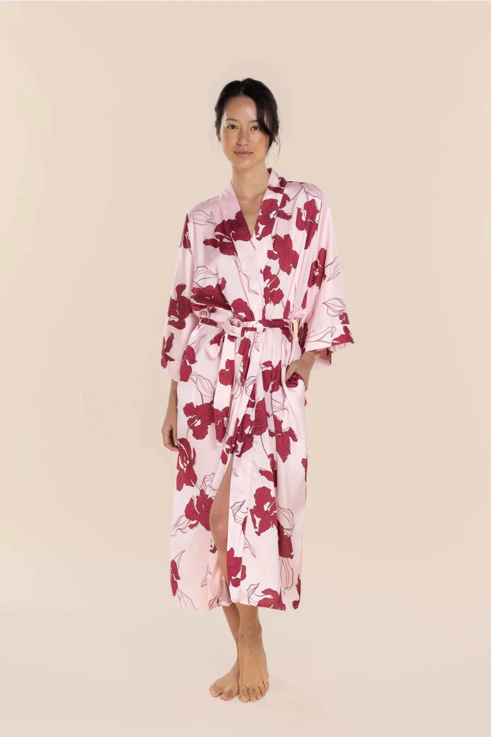 GINGERLILLY DAISY SILKY SATIN ROBE SLEEPWEAR Gingerlilly