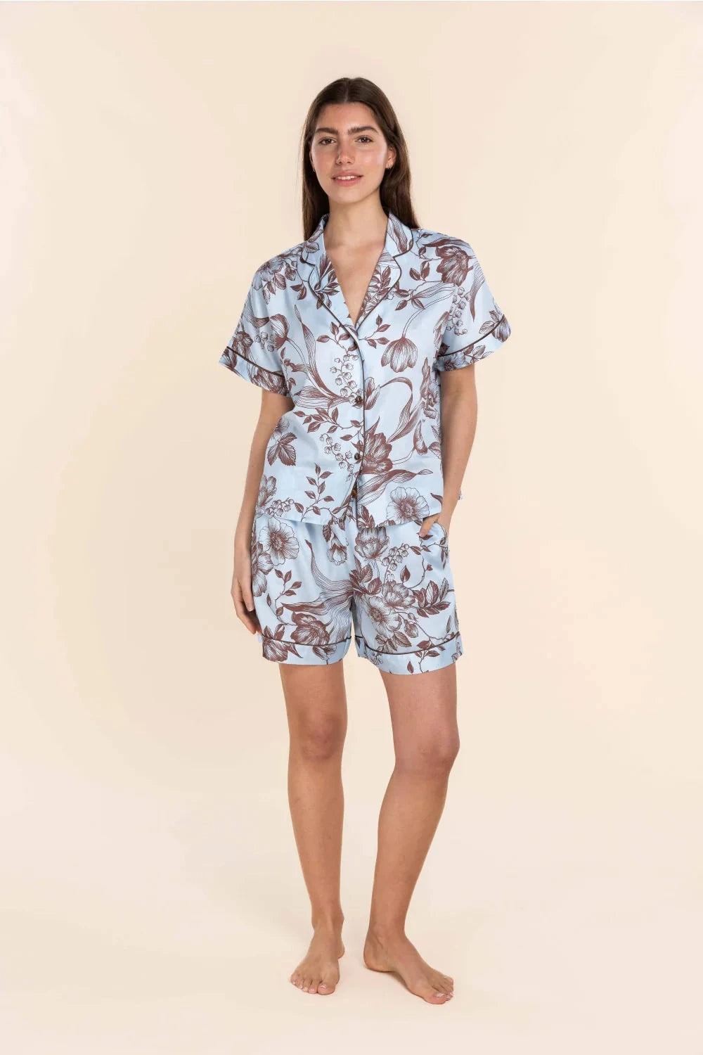 GINGERLILLY DOMENCIA COTTON SATEEN SHORT SET SLEEPWEAR Gingerlilly