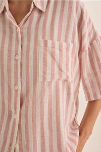 GINGERLILLY EVIE STRIPE LINEN SHORT SET SLEEPWEAR Gingerlilly