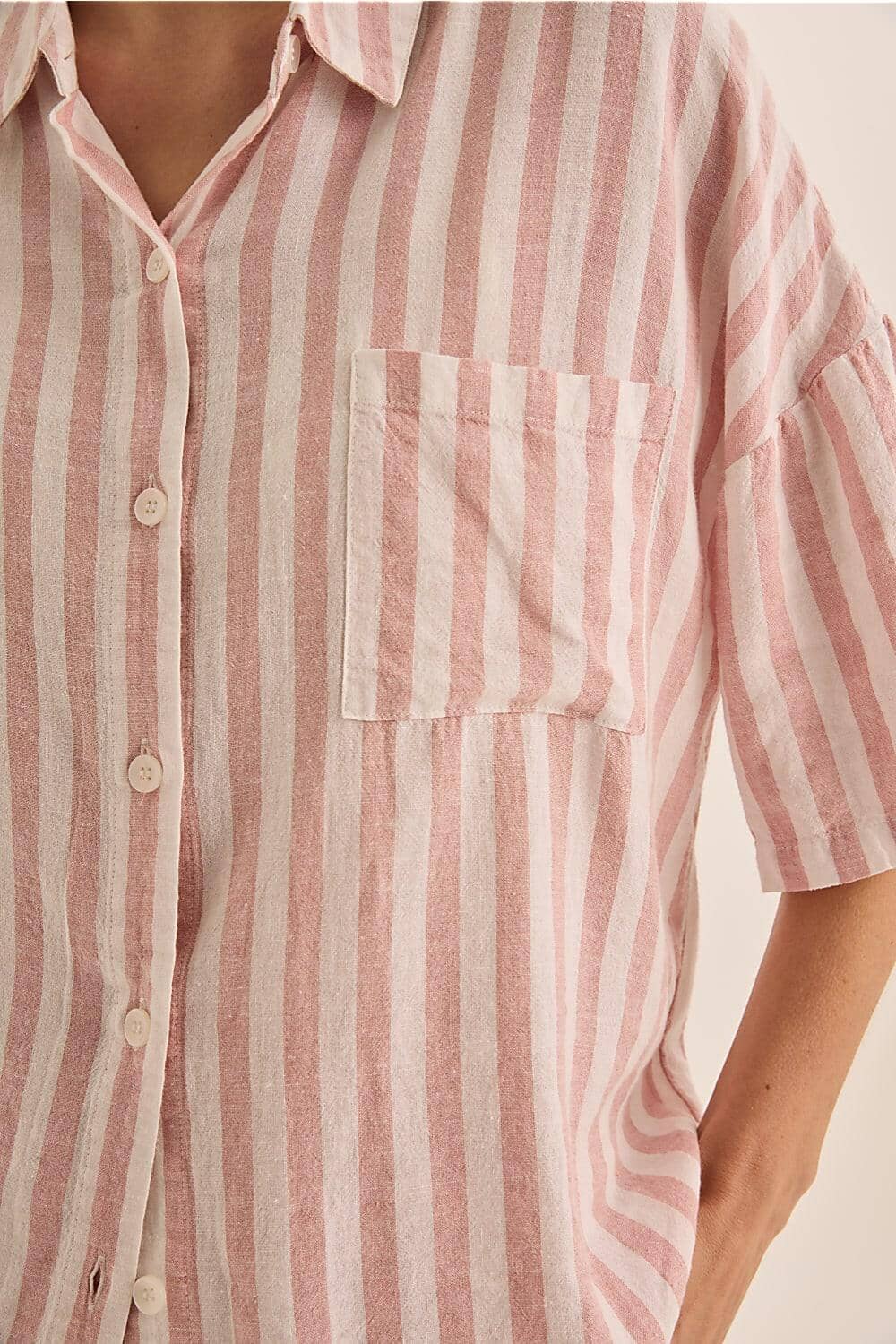 GINGERLILLY EVIE STRIPE LINEN SHORT SET SLEEPWEAR Gingerlilly