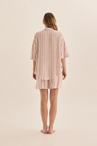GINGERLILLY EVIE STRIPE LINEN SHORT SET SLEEPWEAR Gingerlilly