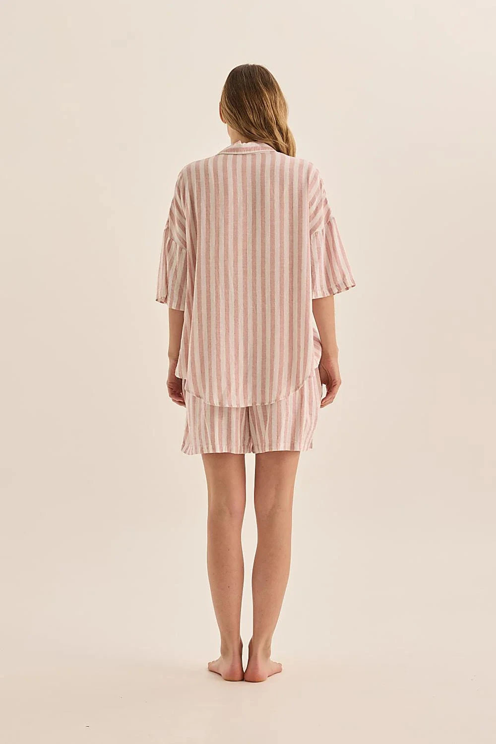 GINGERLILLY EVIE STRIPE LINEN SHORT SET SLEEPWEAR Gingerlilly