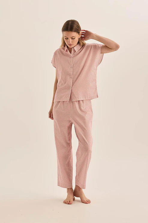 GINGERLILLY GOLDIE DIAMOND COTTON PJ SET SLEEPWEAR Gingerlilly
