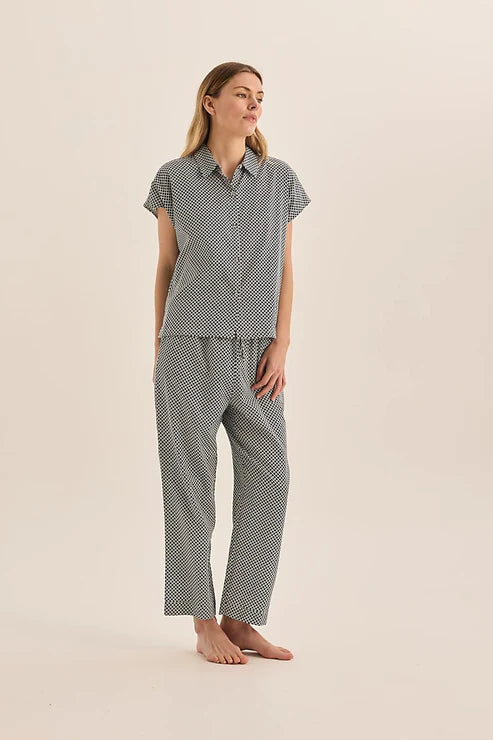 GINGERLILLY GOLDIE DIAMOND COTTON PJ SET SLEEPWEAR Gingerlilly