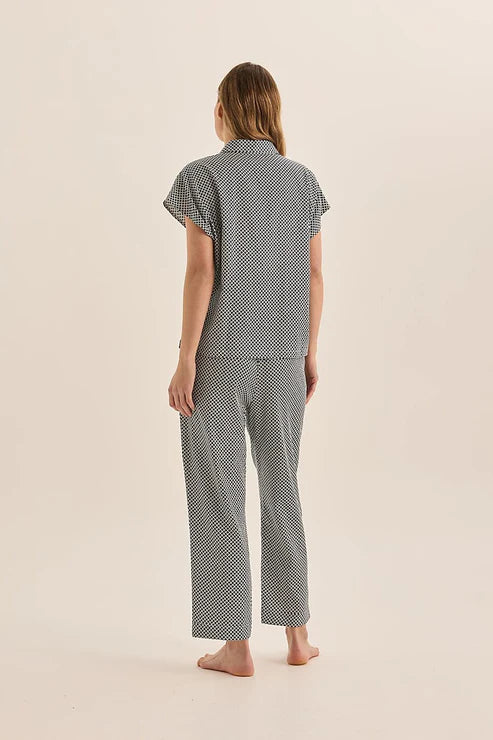 GINGERLILLY GOLDIE DIAMOND COTTON PJ SET SLEEPWEAR Gingerlilly