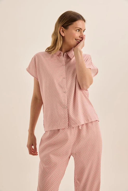 GINGERLILLY GOLDIE DIAMOND COTTON PJ SET SLEEPWEAR Gingerlilly