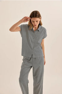 GINGERLILLY GOLDIE DIAMOND COTTON PJ SET SLEEPWEAR Gingerlilly