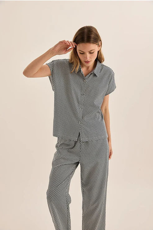 GINGERLILLY GOLDIE DIAMOND COTTON PJ SET SLEEPWEAR Gingerlilly