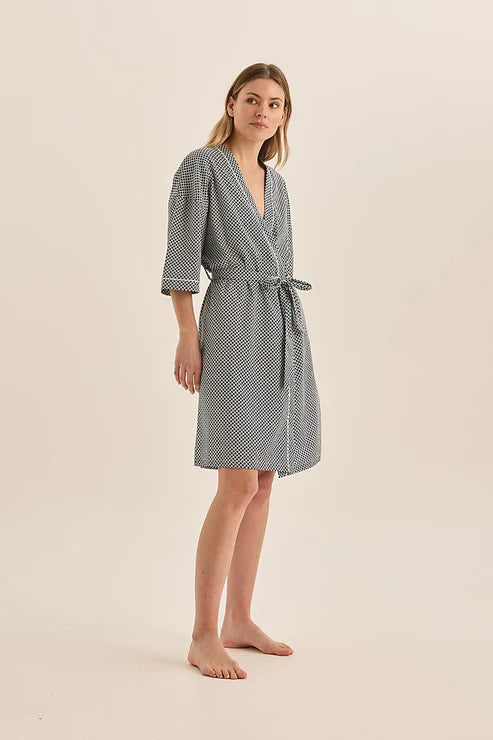 GINGERLILLY INDIGO DIAMOND COTTON ROBE SLEEPWEAR Brief Affairs