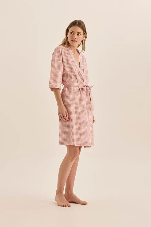 GINGERLILLY INDIGO DIAMOND COTTON ROBE SLEEPWEAR Brief Affairs