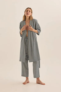 GINGERLILLY INDIGO DIAMOND COTTON ROBE SLEEPWEAR Brief Affairs