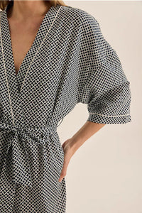GINGERLILLY INDIGO DIAMOND COTTON ROBE SLEEPWEAR Brief Affairs