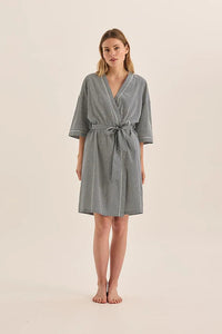 GINGERLILLY INDIGO DIAMOND COTTON ROBE SLEEPWEAR Brief Affairs