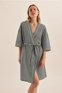 GINGERLILLY INDIGO DIAMOND COTTON ROBE SLEEPWEAR Brief Affairs