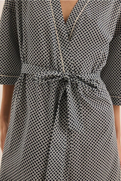 GINGERLILLY INDIGO DIAMOND COTTON ROBE SLEEPWEAR Brief Affairs