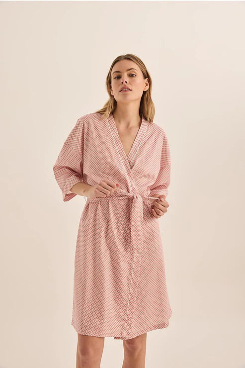 GINGERLILLY INDIGO DIAMOND COTTON ROBE SLEEPWEAR Brief Affairs
