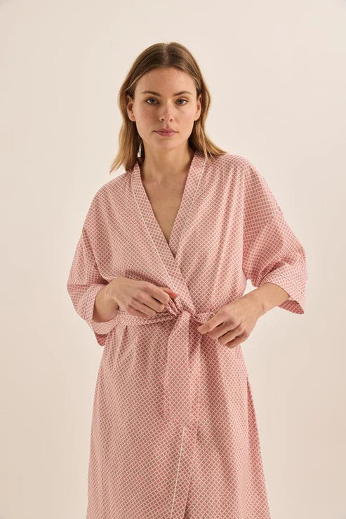 GINGERLILLY INDIGO DIAMOND COTTON ROBE SLEEPWEAR Brief Affairs