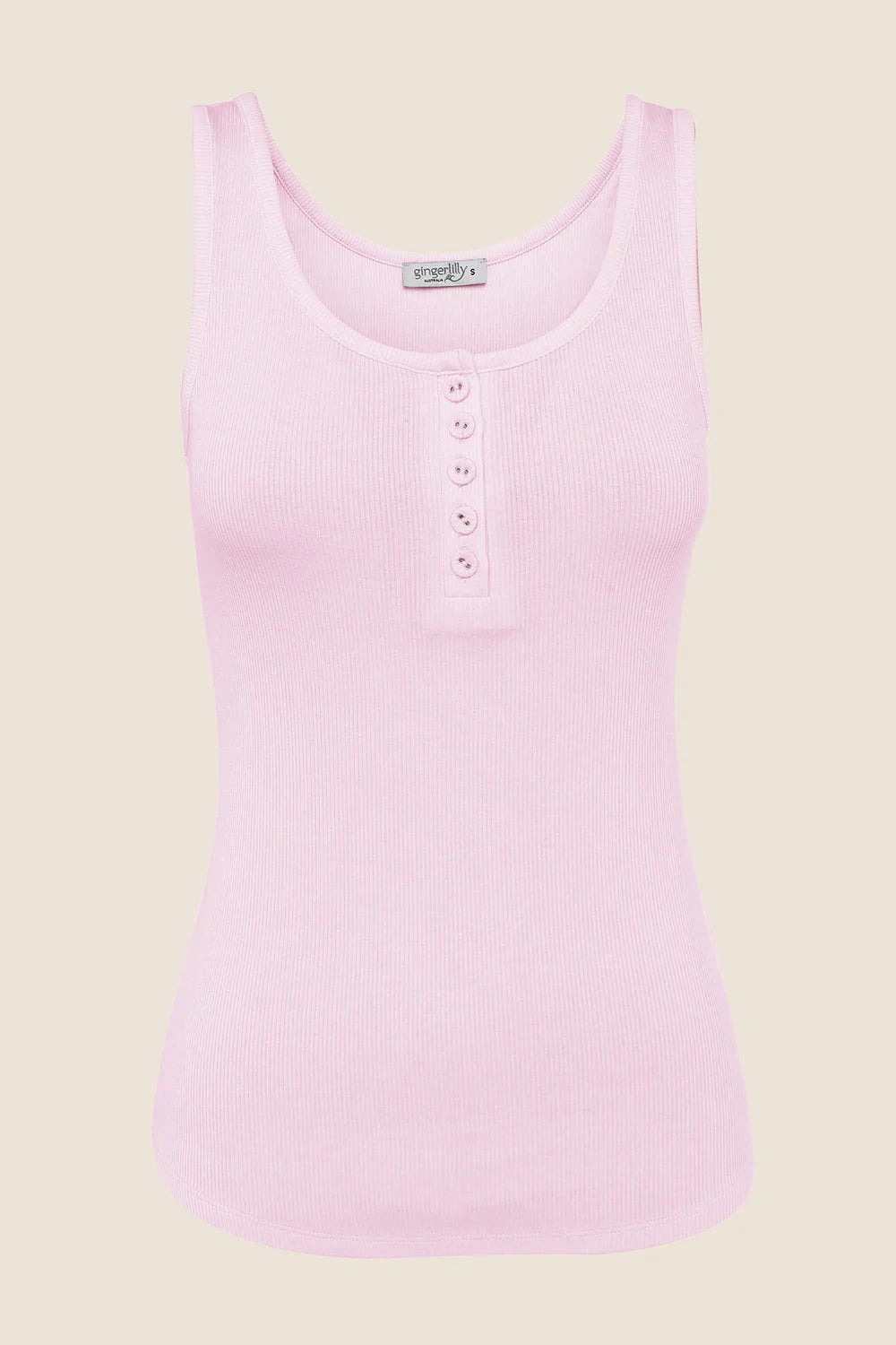 GINGERLILLY LIBERTY RIBBED SINGLET HENLEY TOP SLEEPWEAR Gingerlilly