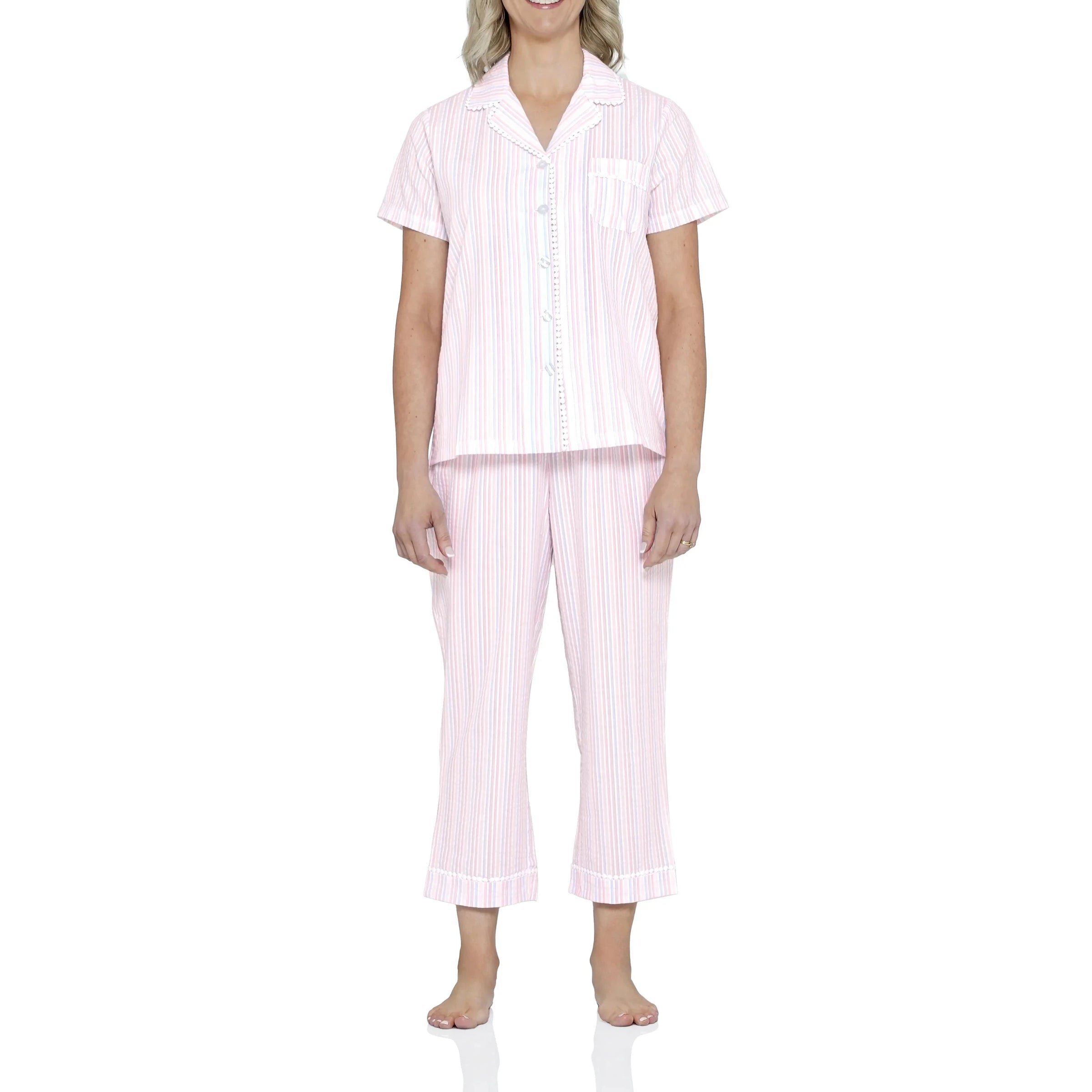 MAGNOLIA LOUNGE VALENCIA STRIPE COTTON 7/8 PJ SET SLEEPWEAR Magnolia Lounge