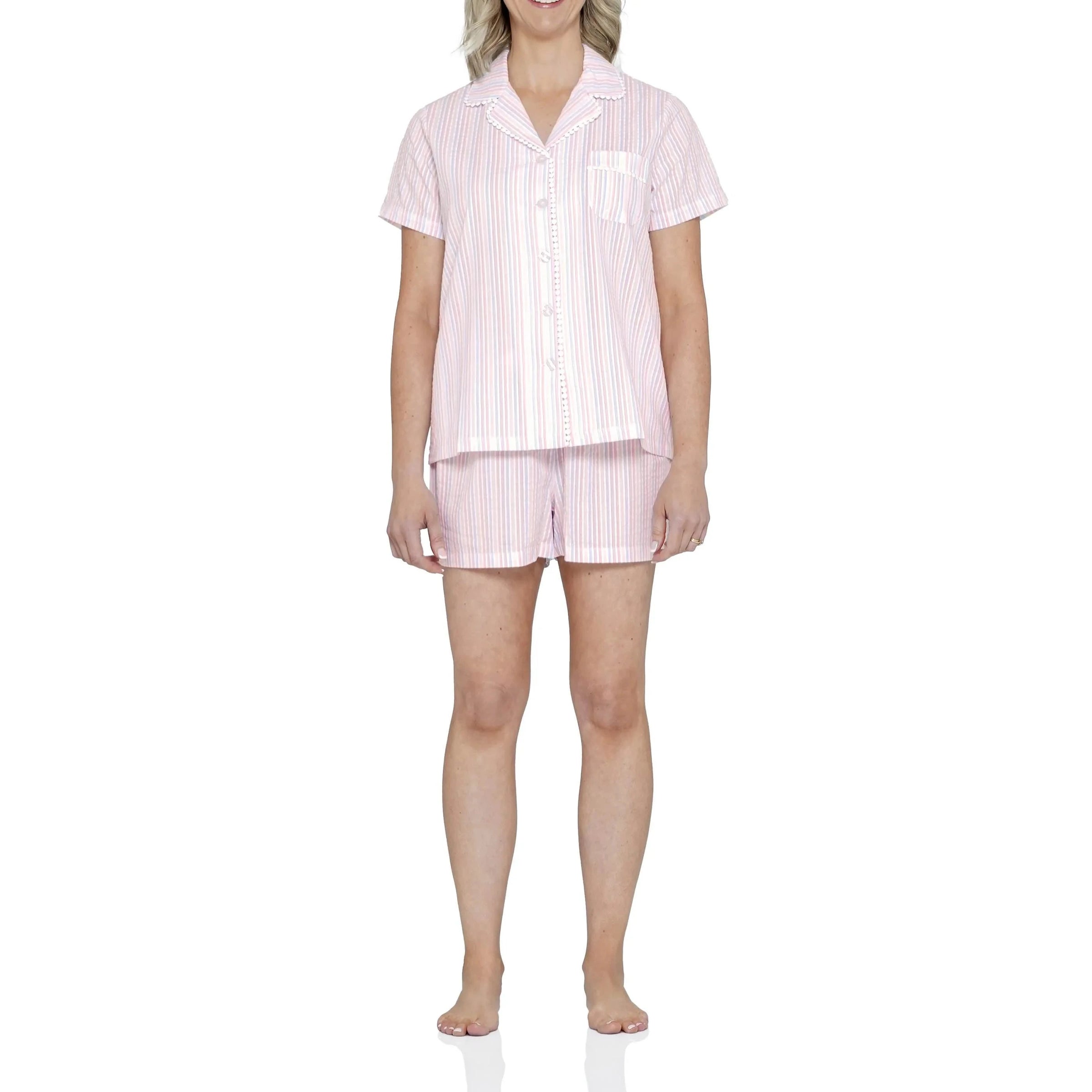 MAGNOLIA LOUNGE VALENCIA STRIPE COTTON SHORTIE PJ SET SLEEPWEAR Magnolia Lounge