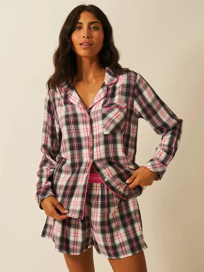 STRIPE & STARE SOFT BRUSHED WOVEN PJ SHORTS SLEEPWEAR Stripe & Stare