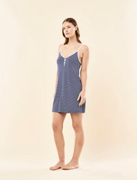 Papinelle Kate Modal Soft Strappy Nightie - Bellweather Blue/White Stripe