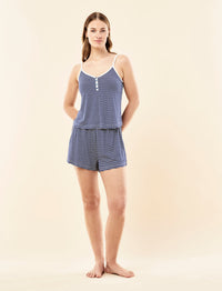 Papinelle Kate Modal Soft Cami Boxer PJ Set - Bellweather Blue/White Stripe