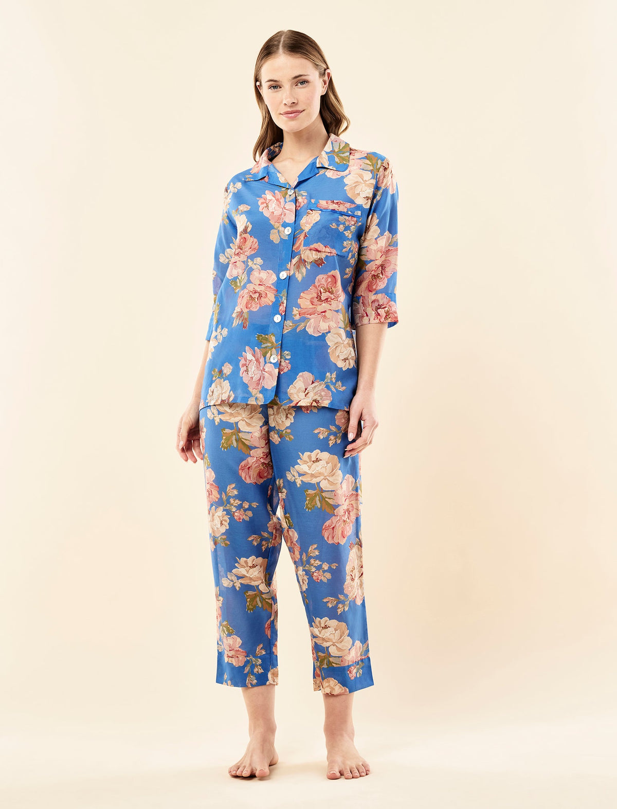 Papinelle Iona Crop PJ Set - Victoria Blue