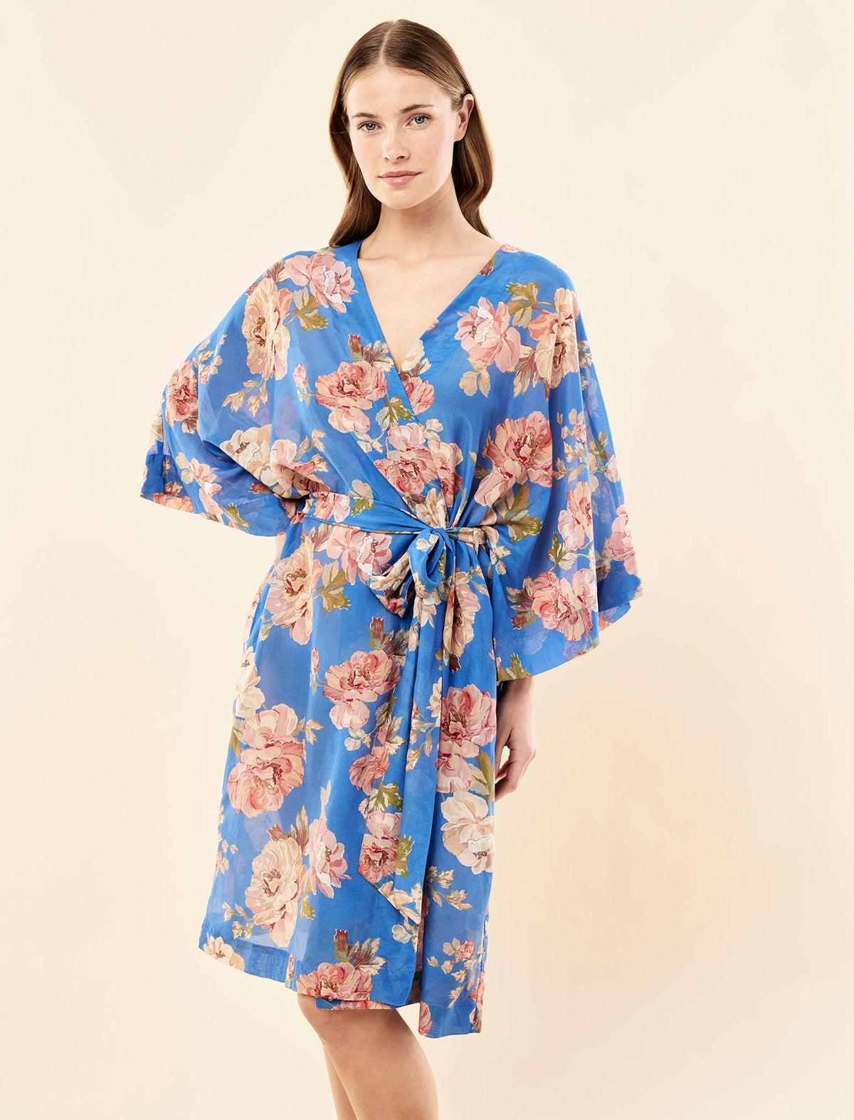 Papinelle Iona Midi Kimono Robe - Victoria Blue