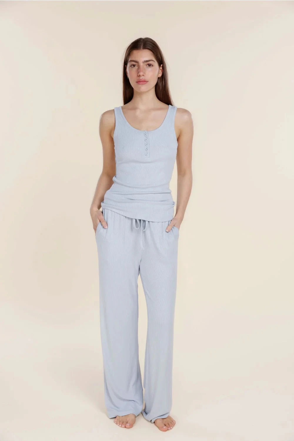 GINGERLILLY ATHENS RIBBED LONG PANTS SLEEPWEAR Gingerlilly 
