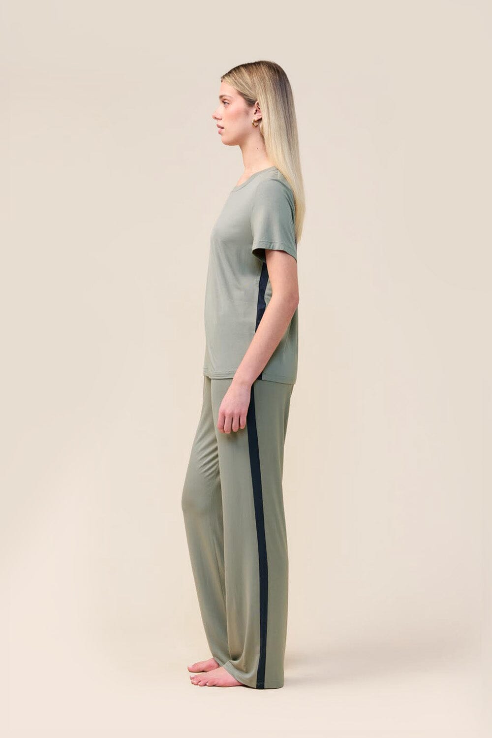 Gingerlilly Bronte Bamboo Tshirt with Stripe Sleepwear Gingerlilly 