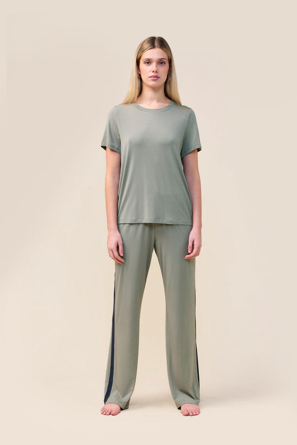 Gingerlilly Bronte Bamboo Tshirt with Stripe Sleepwear Gingerlilly 