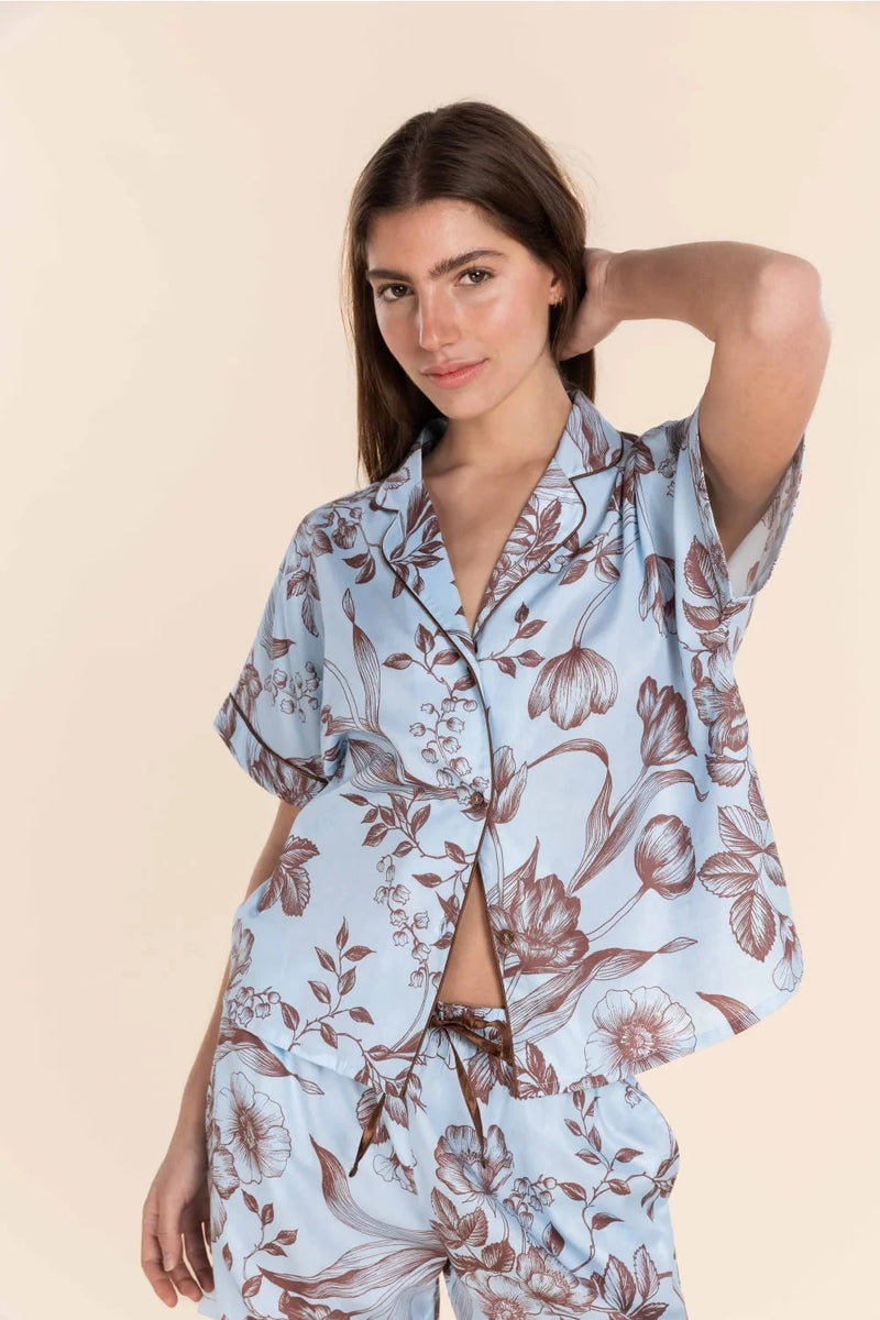 GINGERLILLY DOMENCIA COTTON SATEEN SHORT SET SLEEPWEAR Gingerlilly 