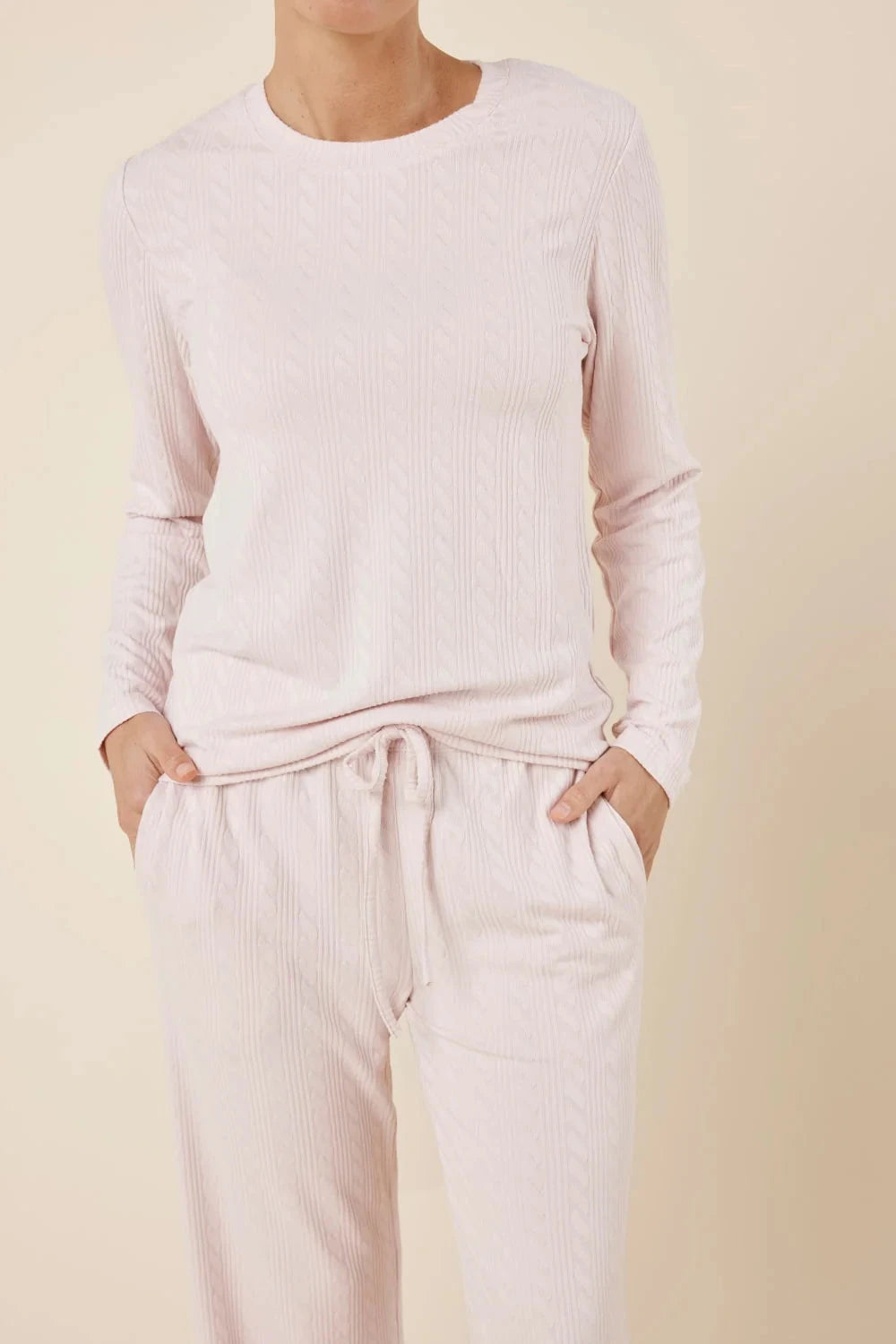 Gingerlilly Ellie Lightweight Velour Cable Knit Set Sleepwear Gingerlilly 