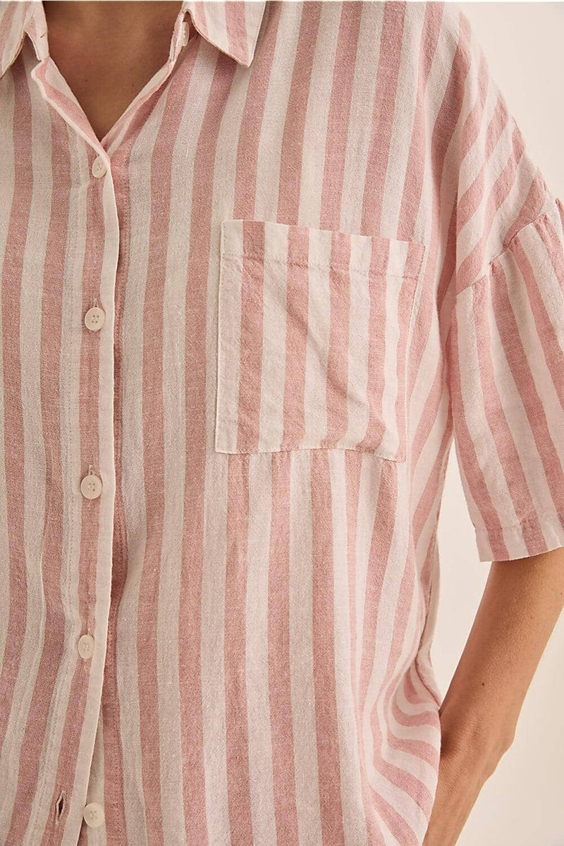 GINGERLILLY EVIE STRIPE LINEN SHORT SET SLEEPWEAR Gingerlilly 
