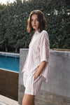 GINGERLILLY EVIE STRIPE LINEN SHORT SET SLEEPWEAR Gingerlilly 