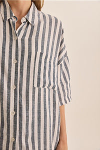 Gingerlilly Evie Stripe Linen Short Set Sleepwear Gingerlilly 
