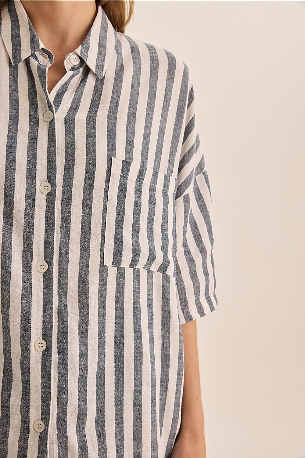 Gingerlilly Evie Stripe Linen Short Set Sleepwear Gingerlilly 
