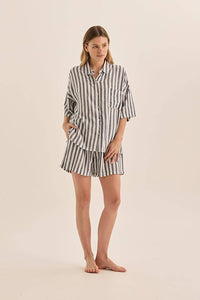 Gingerlilly Evie Stripe Linen Short Set Sleepwear Gingerlilly 
