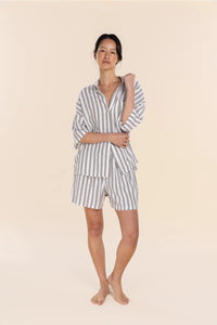 GINGERLILLY EVIE STRIPE LINEN SHORT SET SLEEPWEAR Gingerlilly 