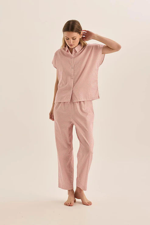 GINGERLILLY GOLDIE DIAMOND COTTON PJ SET SLEEPWEAR Gingerlilly 