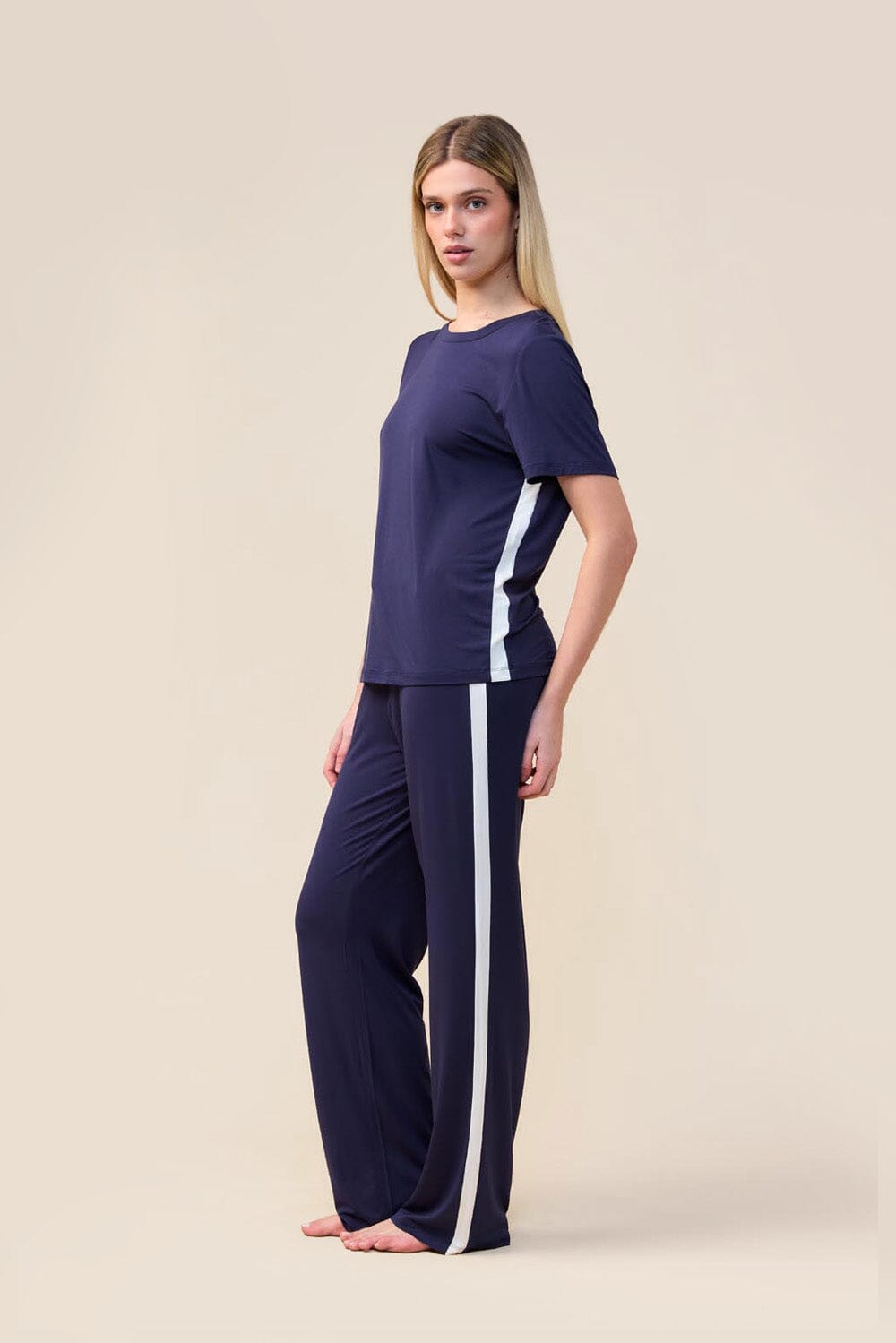 Gingerlilly Inez Bamboo Pant with Stripe Sleepwear Gingerlilly 