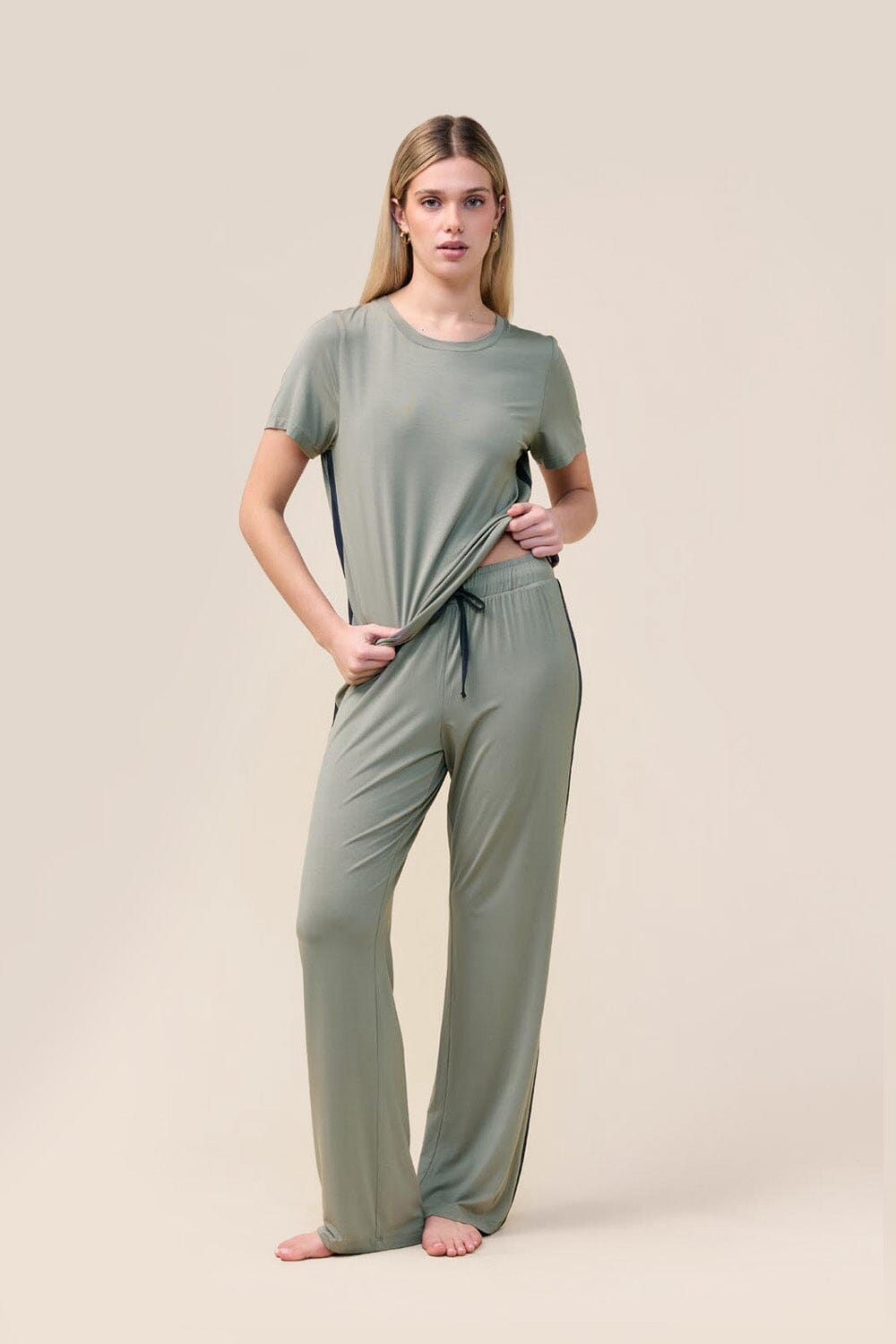 Gingerlilly Inez Bamboo Pant with Stripe Sleepwear Gingerlilly 