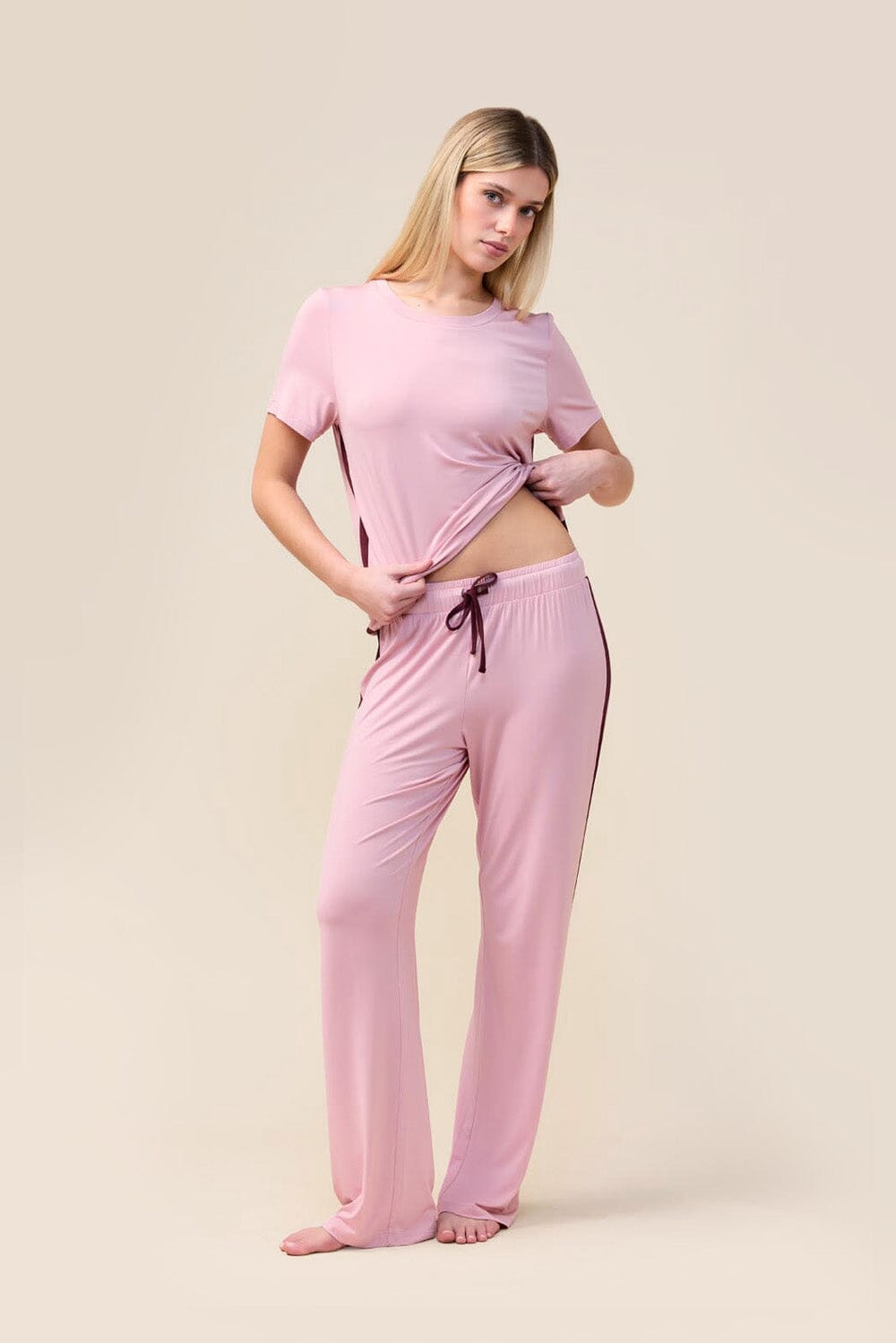 Gingerlilly Inez Bamboo Pant with Stripe Sleepwear Gingerlilly 