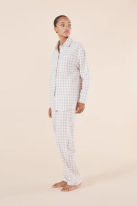 Gingerlilly Lia Natural Gingham Cotton PJ set Sleepwear Ginia 