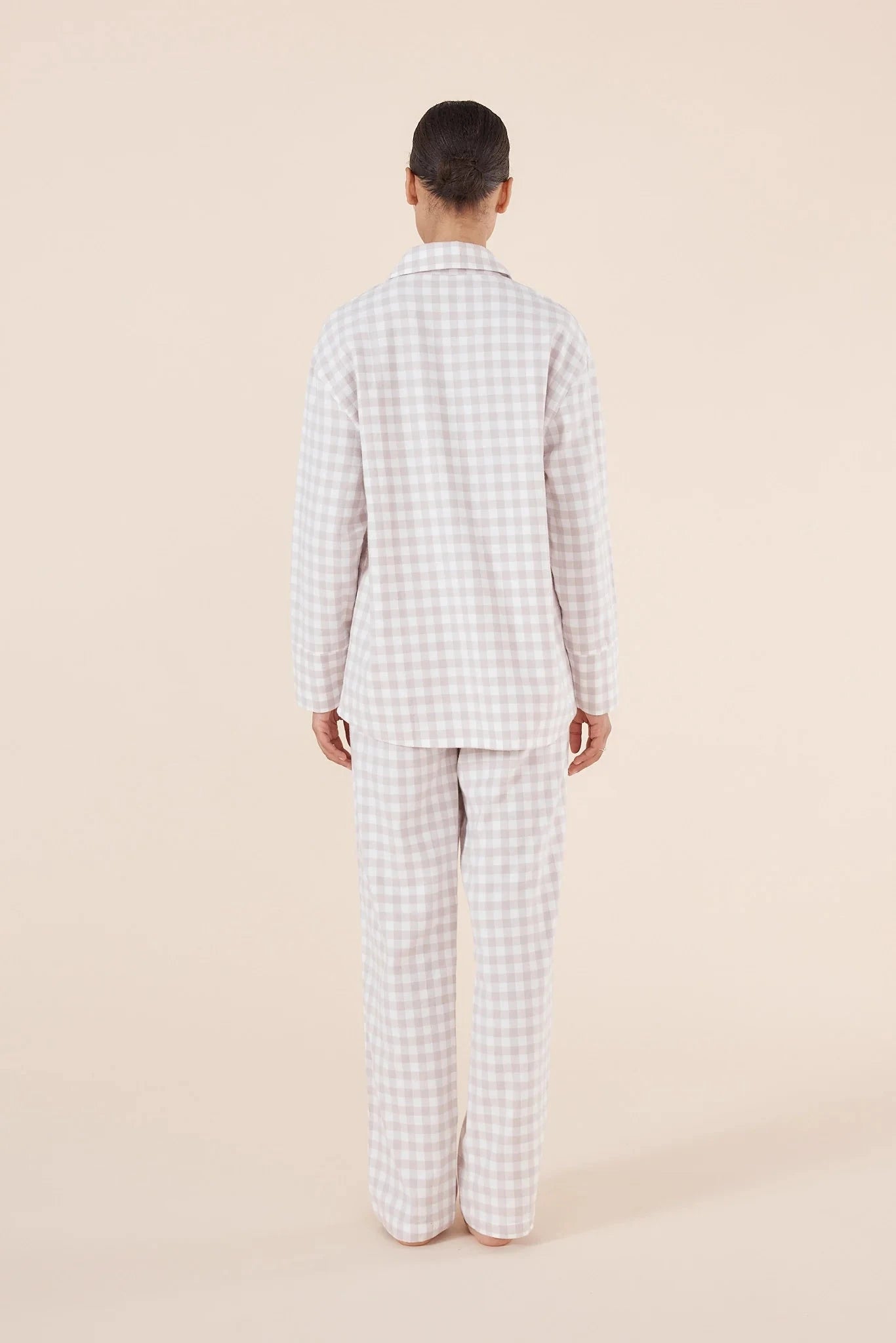 Gingerlilly Lia Natural Gingham Cotton PJ set Sleepwear Ginia 