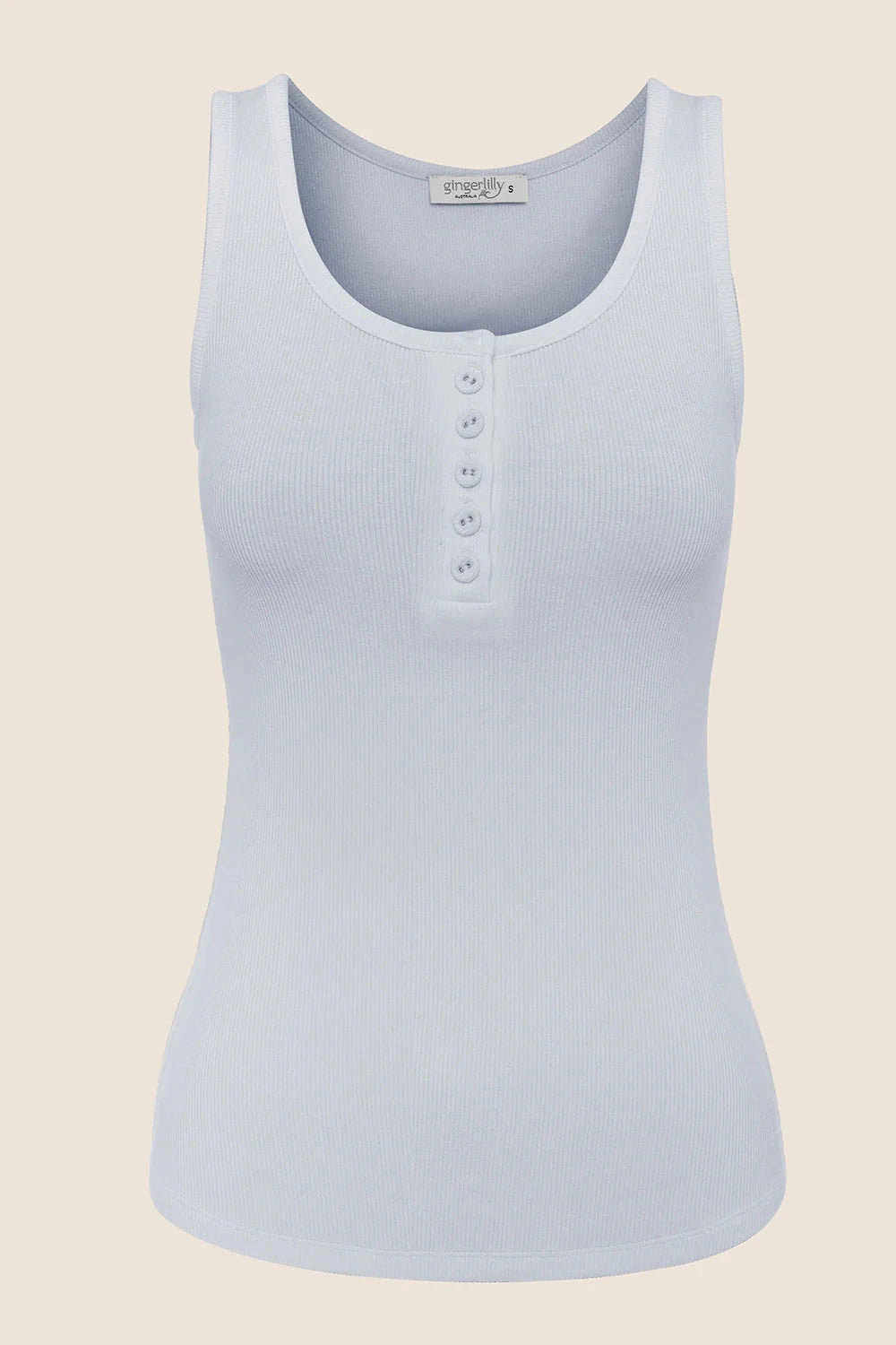 GINGERLILLY LIBERTY RIBBED SINGLET HENLEY TOP SLEEPWEAR Gingerlilly 